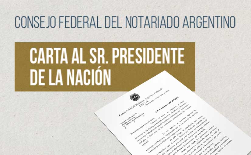 CARTA AL SEÑOR PRESIDENTE DE LA NACIÓN